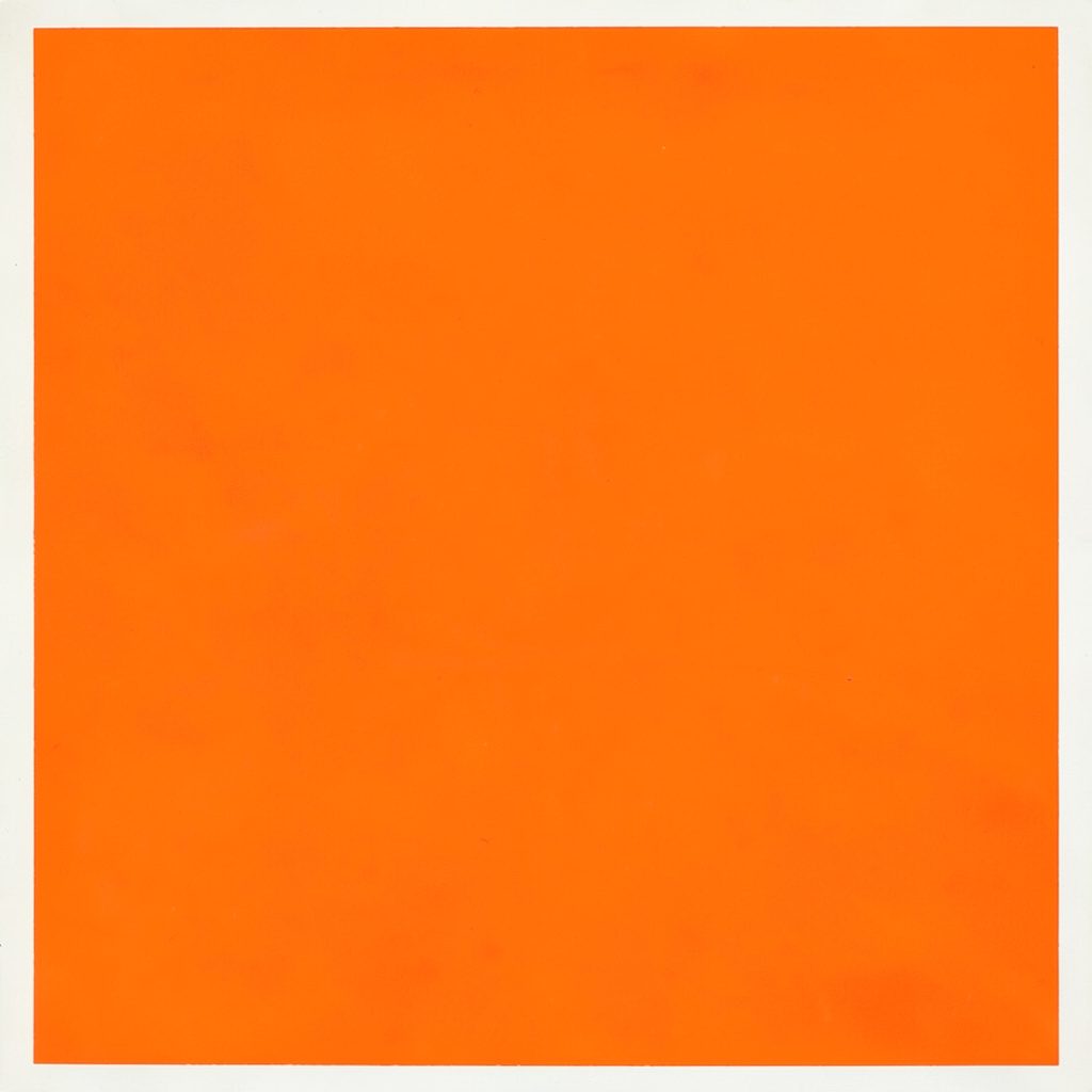 Matte gouache painting of a dimly lit casino floor at dusk, deep navy walls brushed with cobalt and indigo, a single felt table glowing under a warm orange lamp, soft brushwork, calm and atmospheric, no people.