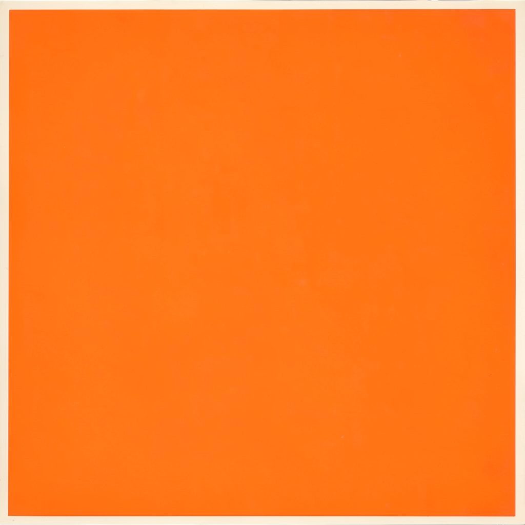 Matte gouache poster of a deep navy and warm orange poker table, soft emerald felt, scattered face-down cards and chips, calm evening mood